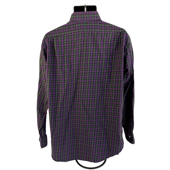Mens Polo Ralph Lauren Regent Long Sleeve Button Up Shirt Sz L Purple Plaid - Picture 3 of 7